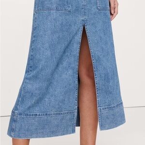 Banana Republic Blue A-Line Midi Skirt with Slits